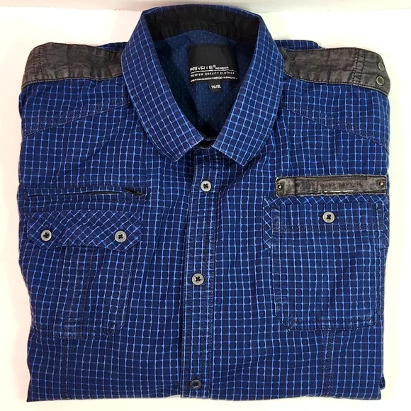 Blue Check PM381 BLUE DEPT. 76 Button-down Shirt (XL) - Picture 5 of 16